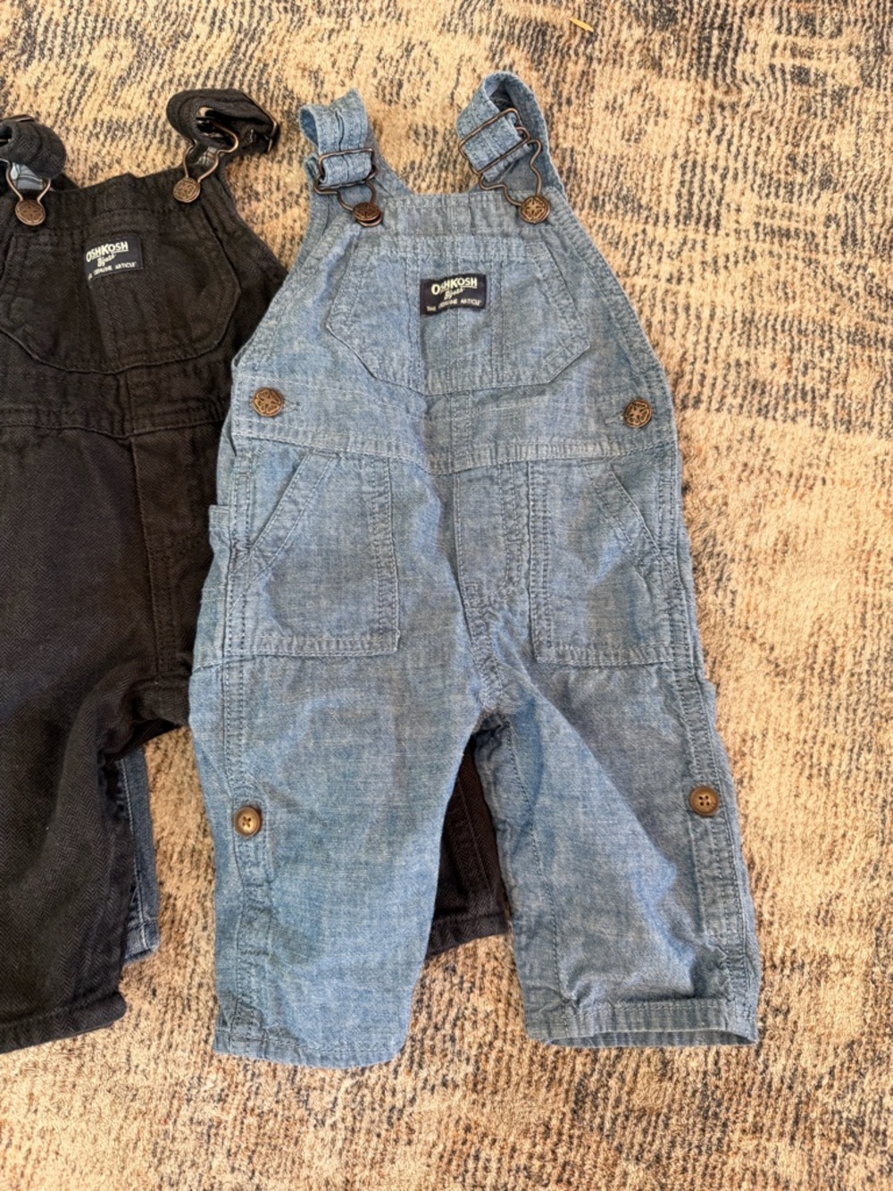 Set of 4 Baby/Toddler Overalls - Brown, Light Blue, Denim, Black - Picture 2 of 13